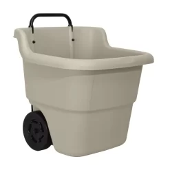 Suncast 15 Gallon Resin Rolling Lawn and Utility Cart with Retractable Handle