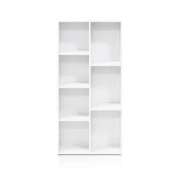 Furinno 11048WH 7-Cube Reversible Open Shelf Bookcase, White