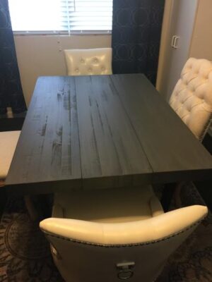 Welwick Designs 52 in. Distressed Grey Solid Wood Dining Table