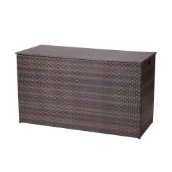 Teamson Home Wicker 154 Gallon Outdoor Deck Box for Cushions Storage, Brown