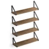 Wallniture Ponza 17" Wall Shelf Rustic Decor Set of 4 Floating Shelves, Wood, Natural Burned