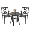 Nuu Garden 3-Piece Outdoor Patio Bistro Set With Round Coffee Table and Stackable Armchair Black