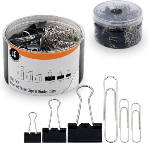 350 Pack Paper Clips and Binder Clips Set by Luxurecourt