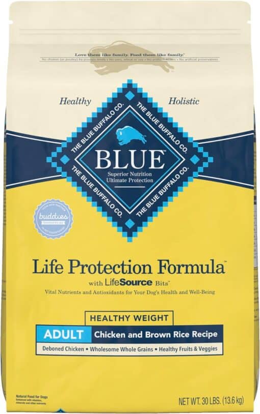Blue Buffalo Life Protection Formula Natural Adult Healthy Weight Dry Dog Food, Chicken and Brown Rice 30-lb