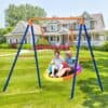 GIKPAL Saucer Swing with Stand for Kids Outdoor, 440lbs Swing Set