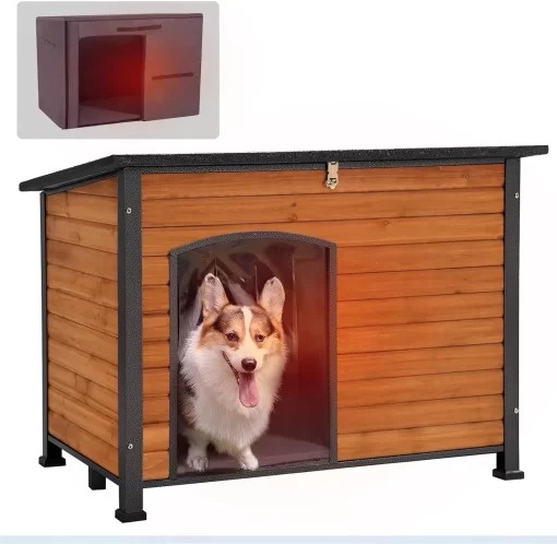 GUTINNEEN Dog House Insulated Outdoor Dog Kennel with Liner for Winter Large