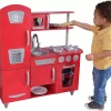 KidKraft Red Vintage Wooden Play Kitchen with Stainless Steel-Look Trim, Play Phone