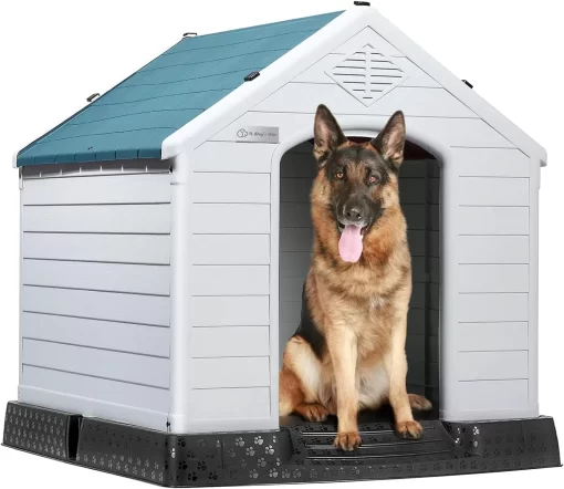 LEMBERI Durable Waterproof Plastic Dog House for Small to Large Sized Dogs