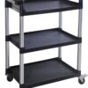 MaxWorks 80774 3-Shelf Utility Plastic Cart with Wheels-225 Lbs Maximum Capacity , Black