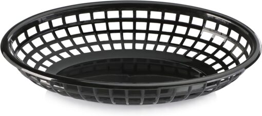 New Star Foodservice 44140 Fast Food Baskets, 9 1/4-Inch x 6-Inch Oval, Set of 12, Black
