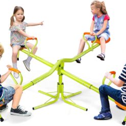 Nova Microdermabrasion Kids Seesaw Swivel Teeter-Totter Home Playground Equipment, 360 Degrees Rotating Safe, Outdoor Fun for Kids, Toddlers, Boys, Children (4 Seats)