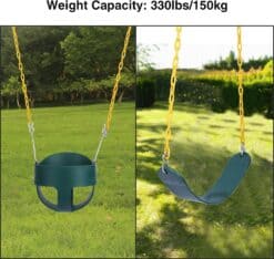 RedSwing High Back Full Bucket Swing with Heavy Duty Swing Seat Combo Pack (Triangle and Chain Dip), Tree Straps Included