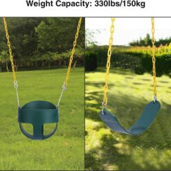 RedSwing High Back Full Bucket Swing with Heavy Duty Swing Seat Combo Pack (Triangle and Chain Dip), Tree Straps Included