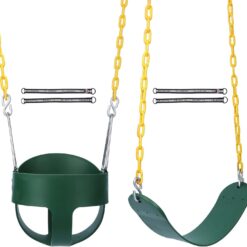 RedSwing High Back Full Bucket Swing with Heavy Duty Swing Seat Combo Pack (Triangle and Chain Dip), Tree Straps Included