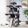 Allewie 68 Inches Cat Tree/Cat Tree House and Towers for Large Cat/Cat Climbing Tree with Cat Condo/Cat Tree Scratching Post/Multi-Level Large Cat Tree/Smokey Grey