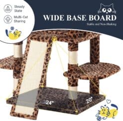Allewie 68 Inches Cat Tree/Cat Tree House and Towers for Large Cat/Cat Climbing Tree with Cat Condo/Cat Tree Scratching Post/Multi-Level Large Cat Tree/Leopard Print