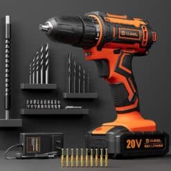 Drill Set, OUBEL 20V MAX Cordless Drill with Lithium-ion Battery 2.0Ah & Fast Charger, Power Drill 3/8-Inch Keyless Chuck, 2 Variable Speed, 25+1 Position, 42pcs Drill Bits/Screws for DIY