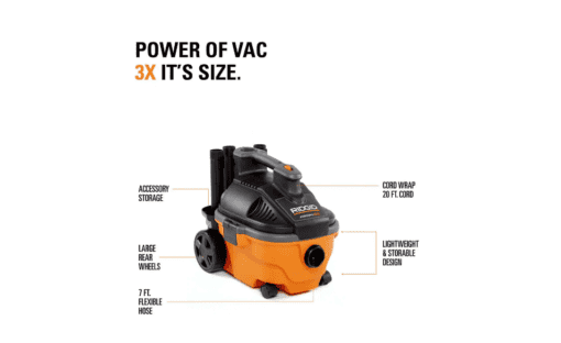 RIDGID WD4070 4 Gallon 5.0-Peak HP Portable Wet/Dry Shop Vacuum with Fine Dust Filter, Hose and Accessories