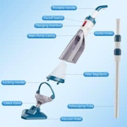 Enhulk Pool Vacuum for Above Ground Pool with a Telescopic Pole, T403 Handheld Rechargeable Pool Cleaner