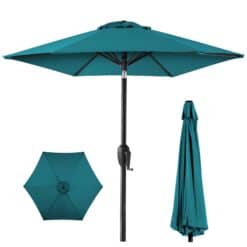 Best Choice Products 7.5ft Heavy-Duty Round Outdoor Market Table Patio Umbrella w/Steel Pole - Cerulean