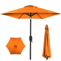 Best Choice Products 7.5ft Heavy-Duty Round Outdoor Market Table Patio Umbrella w/Steel Pole - Orange