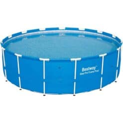 Bestway Steel Pro 15’ x 48" Round Metal Steel Frame Above Ground Outdoor Swimming Pool for Backyards, Blue