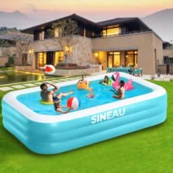 Sineau Inflatable Pool for Kids and Adults,120" X 72" X 22" Oversized Thickened Family Swimming Pool