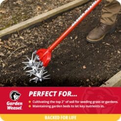 Garden Weasel 90206 Rotary Cultivator with Detachable Tines - Long Handle