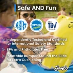 JAMBO Premium Triple Slip Splash and Slide with Bodyboards (Updated Model), Heavy Duty Water Slide