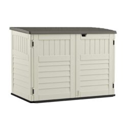 Suncast 5.9 ft. x 3.7 ft Horizontal Stow-Away Storage Shed - Natural Wood-like Outdoor Storage for Trash Cans and Yard Tools