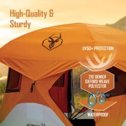Gazelle Tents T4 Hub Tent, UV Resistant, Removable Floor, 4-Person, Orange, 78