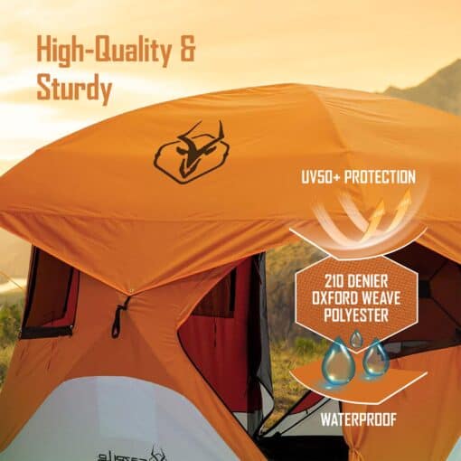 Gazelle Tents T4 Hub Tent, UV Resistant, Removable Floor, 4-Person, Orange, 78"x 94" x 94"