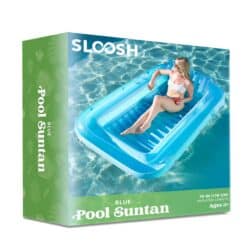 Sloosh Inflatable Tanning Pool Lounge Float, 70" x 46" Suntan Tub Raft Floatie, L-Blue