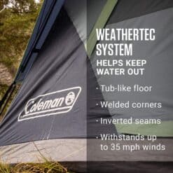 Coleman Skydome Camping Tent, 2/4/6/8 Person Weatherproof Tent, Includes Pre-Attached Poles, Rainfly, Carry Bag & Roomy Interior