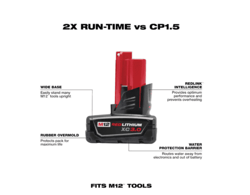 Milwaukee 48-11-2412 M12 12-Volt Lithium-Ion XC Extended Capacity 3.0 Ah Battery Pack (2-Pack)
