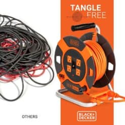 BLACK + DECKER BDXPA0063 75 ft. 4 Outlets Retractable Extension Cord with 14 AWG SJTW Cable Outdoor Power Cord Reel