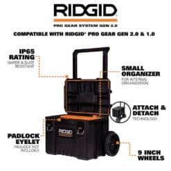 RIDGID 254065 2.0 Pro Gear System 25 in. All Terrain Rolling Tool Cart