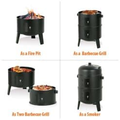 MASTER COOK SRCG20008 Vertical 16 in. Steel Charcoal Smoker, Heavy-Duty Round BBQ Grill for Outdoor Cooking in Black