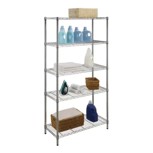 HDX 21656CPS 5-Tier Steel Wire Shelving Unit in Chrome (36 in. W x 72 in. H x 16 in. D)