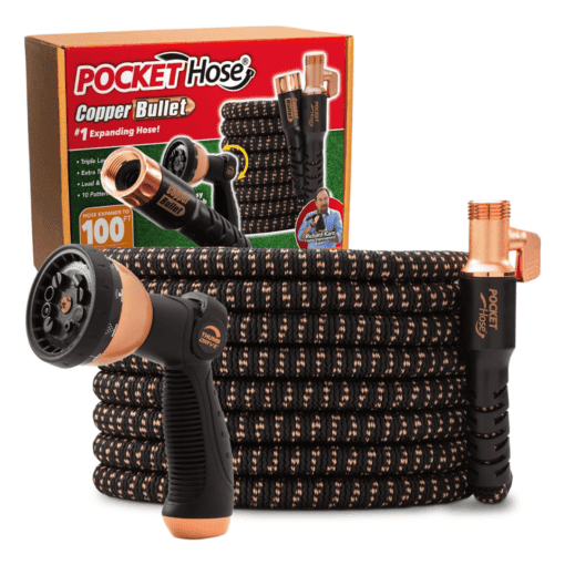 Pocket Hose Copper Bullet (100ft) | Ultra-Strong, Lead-Free Hose with 10 Spray Patterns