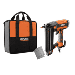 RIDGID R213BNF Pneumatic 18-Gauge 2-1/8 in. Brad Nailer with CLEAN DRIVE Technology, Tool Bag, and Sample Nails