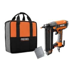 RIDGID R213BNF Pneumatic 18-Gauge 2-1/8 in. Brad Nailer with CLEAN DRIVE Technology, Tool Bag, and Sample Nails