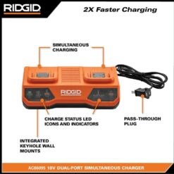 RIDGID 18V Dual Port Simultaneous Charger