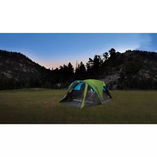 Coleman Carlsbad 4 Person Dome Tent with Screen Room - Grey/Bright Green