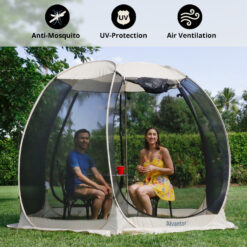 10'x10' Gazebo Pop Up with Mosquito Netting Portable Beige
