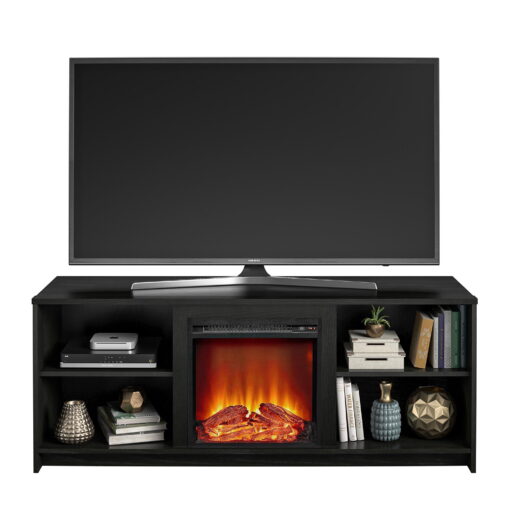 Mainstays Fireplace TV Stand for TVs up to 65", Black Oak