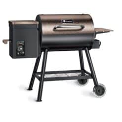 KingChii 456 SQ.IN Pellet Grill Smoker with Side Shelf, 8 IN 1 BBQ Grill with PID Temperature Control, Brown