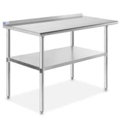 GRIDMANN Stainless Steel Kitchen Prep Table 48 x 24 Inches with Backsplash & Under Shelf, NSF Commercial Work Table