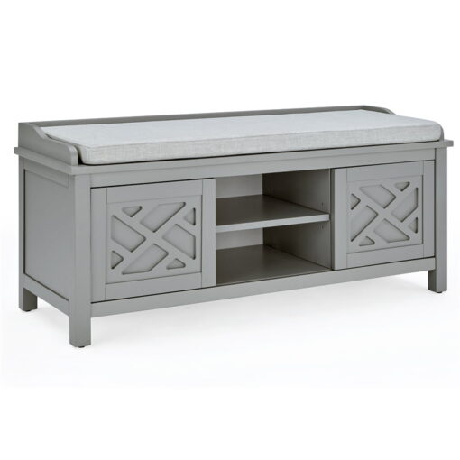 Alaterre Coventry 45"W Wood Storage Bench with Cushion, Gray