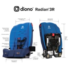 Diono Radian 3R, 3-in-1 Convertible Car Seat, Rear Facing & Forward Facing, Slim Fit 3 Across, Blue Sky